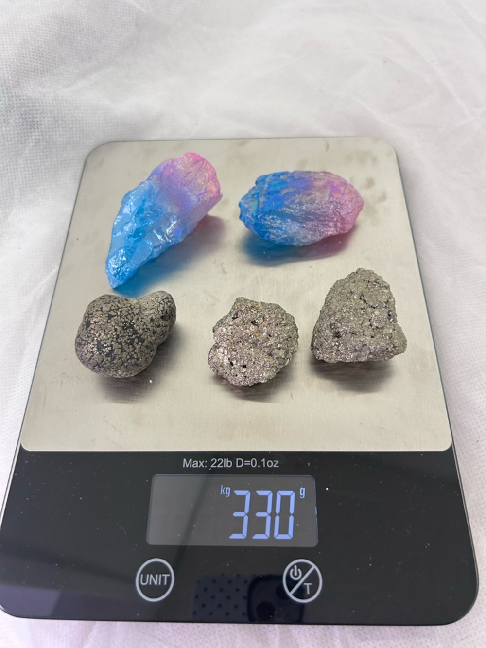Aura Quartz & Pyrite Crystal Cluster Set